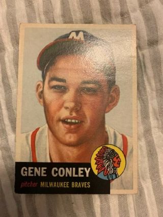 1953 Topps Baseball Card 215 Gene Conley Rc Vintage Rare Braves