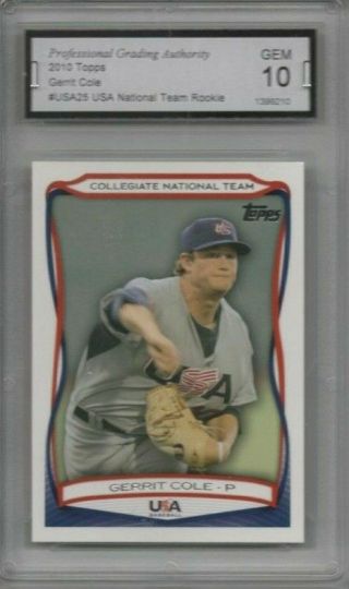 Gerrit Cole 2010 Topps Usa National Team Rc Gem 10 Rare Rc From 2010