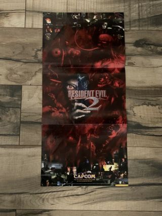 Rare Resident Evil 2 Promotional Double Sided Foldout Poster Biohazard