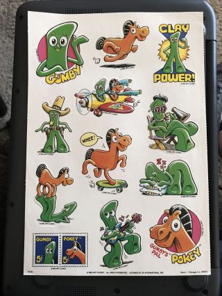 Vintage 1983 Rare Mark 1 Gumby Sticker Sheet,  Not