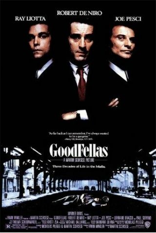 Good Fellas Movie Poster Robert De Niro Rare 1218