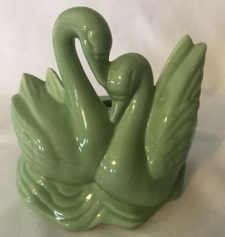 Rare Vintage Art Pottery Double Swan Lamp Base