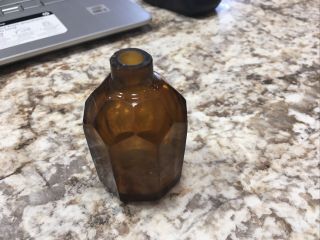 Rare Antique Octagon Poison ? Bottle Deep Amber 2.  5 Inches 8 Sided