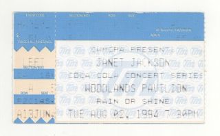 Rare Janet Jackson 8/2/94 The Woodlands Tx Concert Ticket Stub Houston