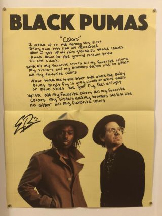 Black Pumas Promo Poster Rare
