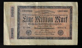 Germany 1 Million Mark 1923 Banknote Reichsbanknote Pic 93.  (rare)