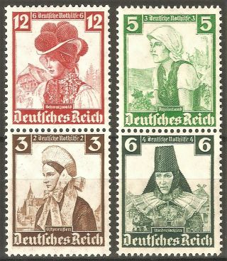 Dr Nazi 3rd Reich Rare Ww2 Mnh Stamp Hitler Nothilfe National Costume Woman Girl