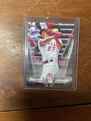 2018 Topps Mike Trout Pink Mothers Day Card Ts - 59 / La Angels Sp D/299 Rare