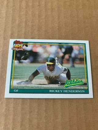 1991 Topps Pre - Production Sample Card Rickey Henderson Oakland A 