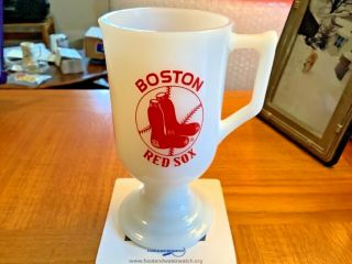 Vintage Boston Red Sox Fenway Park Baseball Milk Glass Cup Mug.  Rare.