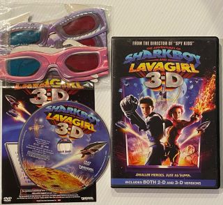 Adventures Of Sharkboy And Lava Girl In 3 - D Spy Kids Dvd With 3 - D Glasses Rare