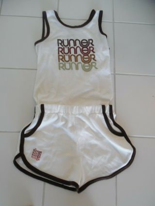 Vintage Very Rare Nike Runner High Cut Sprinter Shorts And Vest - L - White/brown
