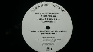 Supertramp Even In The Quietest Moments.  Rare 1977 A&M Pop Prog Rock Promo Lp 2