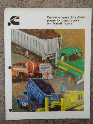 Rare Htf Vintage Cummins Heavy Duty Diesel Dump Trucks Brochure