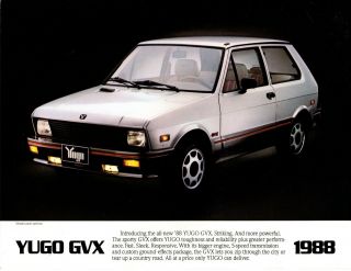 1988 Yugo Gvx 2 Side Car Brochure Rare Hard To Find