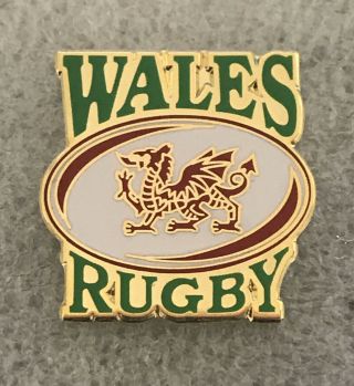 Rare Wales Rugby Union Supporter Enamel Badge - Wear With Pride For 6 Nations