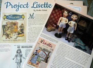 8p History Article & Patterns - Rare 1920s Antique 13 " French Lisette Doll