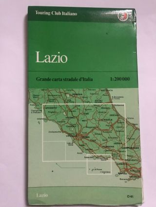 Rare Touring Club Italiano Map Of Lazio Road Map/atlas