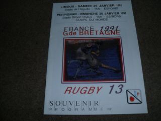 Rare France V Great Britain Rugby League Test Match Programme @ Perpignan 1991