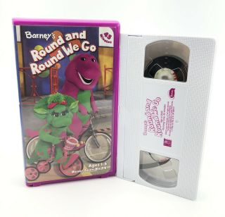 Barney Round And Round We Go Vhs,  White Tape Educational Not Seen On Tv Rare