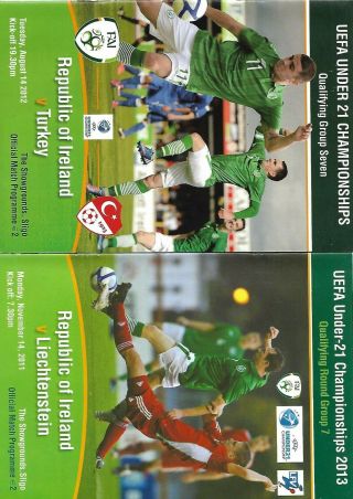 2 Rare Rep Of Ireland U 21 Homes At Sligo 2012 V Turkey 2011 V Leichtendtein