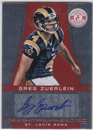 Greg Zurlein Auto Rc Rams Football Autograph Rookie Card Certified Rare Red Sp