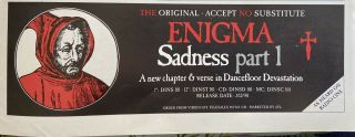 Enigma Rare 1990 Music Industry - Only 10” X 4” Trade Advert Banner & 4” Advert