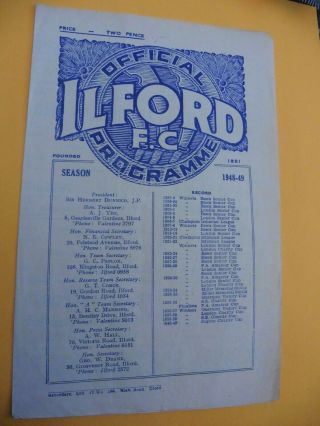 Ilford V Bishop Auckland Friendly 15/4/1949 Rare