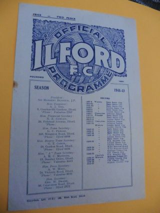 Ilford V Corinthian Casuals 4/9/1948 Isthmian League Very Rare