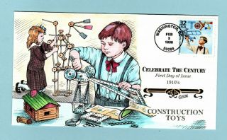 U.  S.  Fdc 3183 Rare Collins Hand Painted Cachet - Construction Toys Celebrate