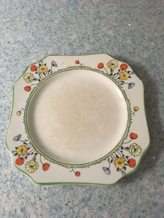 Vintage 1930s Art Deco Crown Devon Fielding Poppy Small Tea Side Plate Vgc Rare