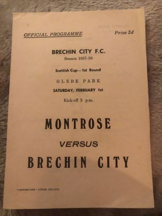 Brechin City V Montrose Match Programme 1/2/58 1958 Rare