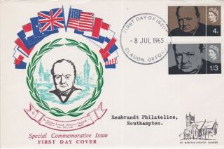 Gb Stamps Rare First Day Cover 1965 Churchill Bladon Oxford