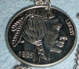 Rare Oversize 1935 Liberty 5 Cents Coin Pendant Native American Indian Usa