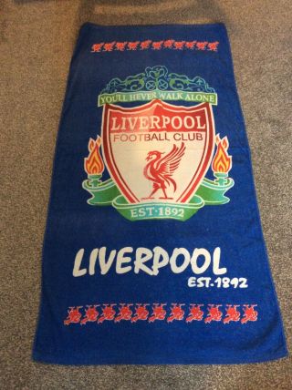 Liverpool Fc Beach Towel,  Circa 1980’s,  Rare Misprint