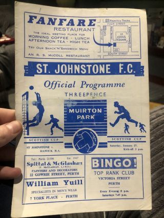 St Johnstone V Hawick Royal Albert 27/1/68 1968 Rare Match Programme
