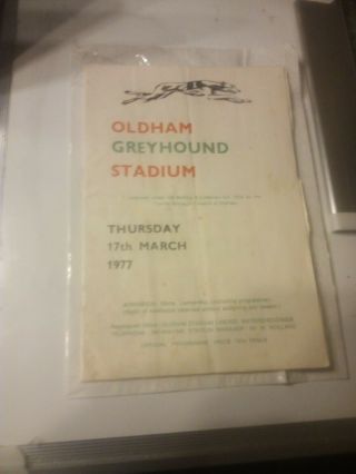 Rare Greyhound Racecard Oldham March 1977