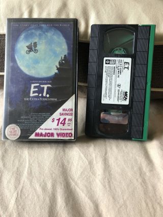 E.  T.  Et Vhs 1982 Black,  Green Cassette Rare Collectible Steven Spielberg