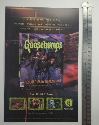 Goosebumps Escape From Horrorland Pc Rare Print Advertisement
