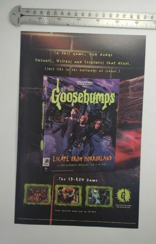 Goosebumps escape from horrorland pc RARE Print Advertisement 2