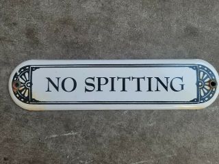 Vintage No Spitting Porcelain Sign (rare) 1970 