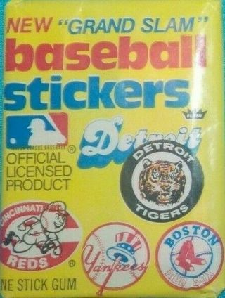 Rare 1977 Fleer " Grand Slam " Baseball Stickers Wax Pack 15 Cents