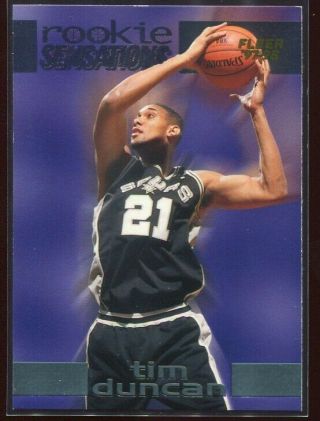 Tim Duncan 1997 - 98 Fleer Rookie Sensations 6 - 10 Insert Sp Spurs Legend Hof Rare