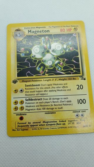 Magneton 26/62 1st Edition Fossil Set Rare Non - Holo Pokemon Card
