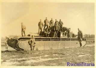 RARE German Troops Posed on Abandoned Russian T - 35 Heavy Panzer Tank (1) 2