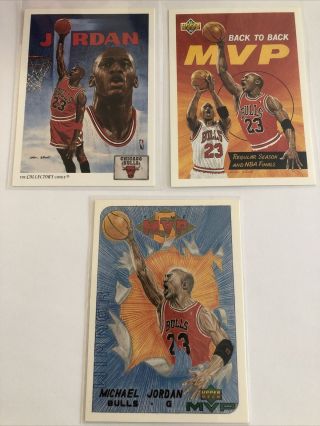 Michael Jordan “artist Collection” Ungraded 3x Sport Cards Rare.
