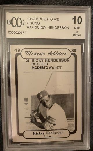 1989 Modesto A’s Chong Rickey Henderson Bccg 10 Rare