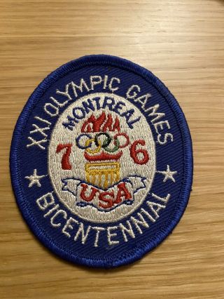 Stunning Rare Montreal 1976 Olympics Sew - On Woven Patch Vgc Blue White Red Usa