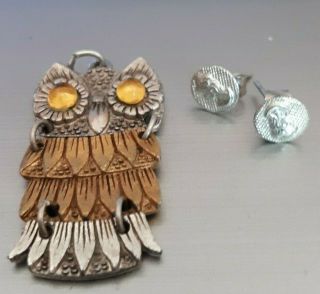 Owl Pendant,  Gorgeous Rare Profile Earrings