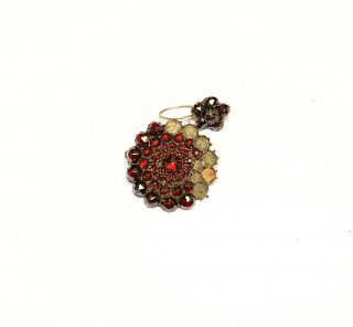 Rare Antique Silver Plated Brooch With Stones Garnet
